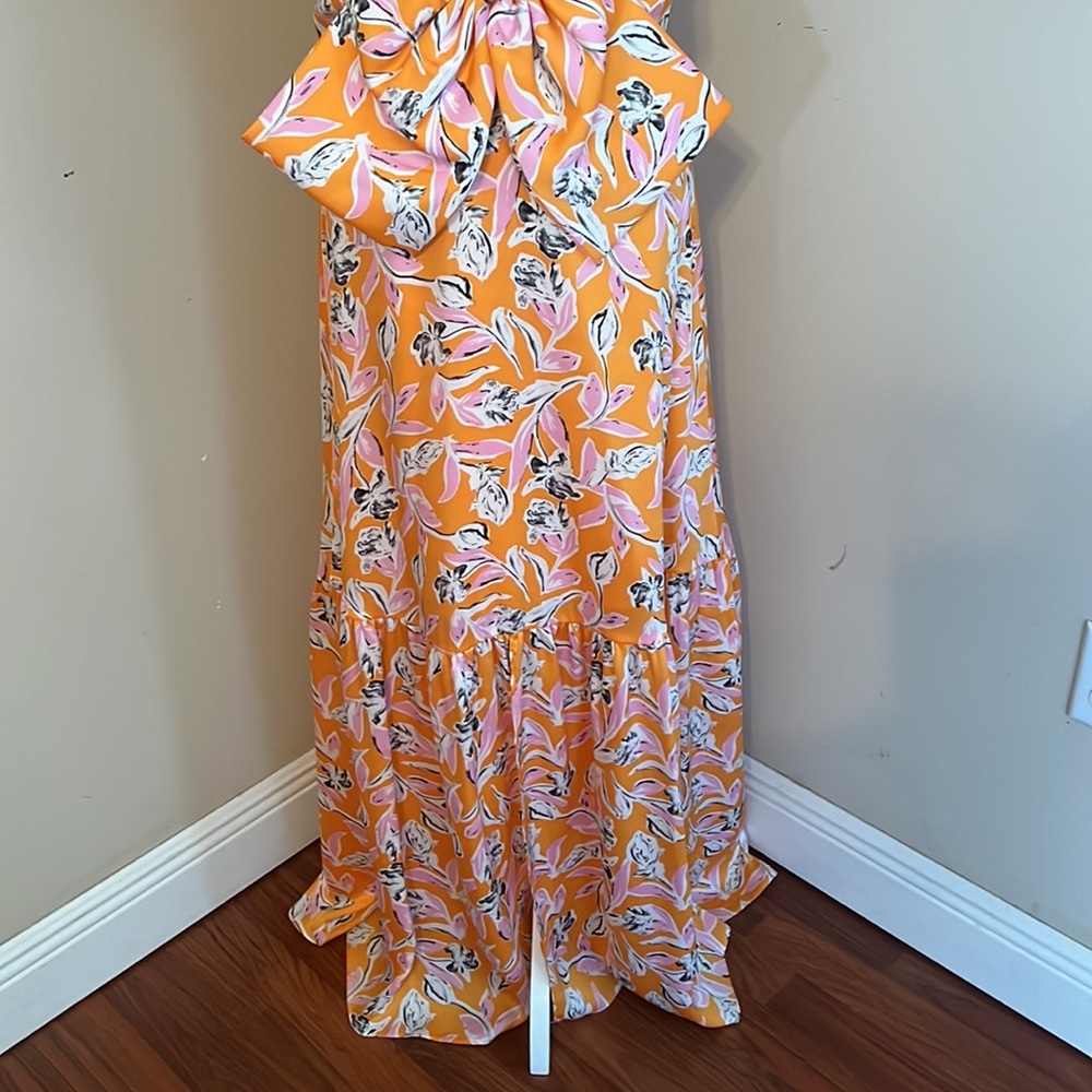 Sachin & Babi Allie Floral Satin Bow Front Long Maxi Dress Size: 8 - Picture 7 of 10